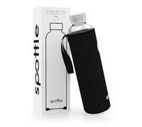 spottle® Bouteille en Verre 750ml avec Housse Néoprène - Noir | Étanche, Sans BPA, Lavable au Lave-Vaisselle
