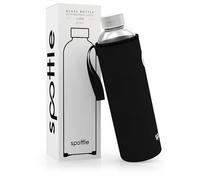 spottle Bouteille Gourde Verre 1 L avec Housse Néoprène - Noir, Étanche, Sans BPA, Lavable au Lave-Vaisselle, Design Pratique, Durable et Élégant