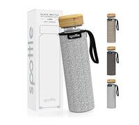 spottle Gourde Verre - Bouteille à Thé 1 L en Verre Borosilicate Double Paroi avec Infuseur Inox, Housse Néoprène, Lavable au Lave-Vaisselle