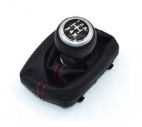 SPOUPKFKCK Pommeau de levier vitesse en cuir rouge, 5/6 vitesses, anneau chromé, guêtre démarrage, adapté for Audi A4 S4 B8 8K A5 8T Q5 8R S Line 2007 - 2015(5 Speed-Silver 5R)