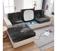 SPOUR Housses de Coussin de canapé Extensibles en Velours, pour canapé sectionnel en Forme de L, 1, 2, 3, 4 Places, Housse de canapé, Chaise Longue, Protection de Meubles - Gris foncé