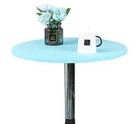 SPOUR Nappe Ronde ajustée à Bords élastiques, Lavable, en Polyester Extensible, pour Patio, Cuisine, Salle à Manger (80 cm, Bleu Clair)