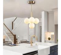 Spoutnik Luminaire Suspendu Rond à 5 lumières en Forme de Globe doré du Milieu du siècle pour Salle à Manger sur Table, luminaire Suspendu pour Salon, Hall d'entrée, Chambre à Coucher