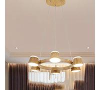 Spoutnik Lustre moderne en bois Art Déco Luminaire Nordique Vintage Cuisine Salon Maison Salle à manger Plafonnier Bois Blanc