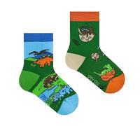 Spox Sox Casual Unisex pour les enfants - des chaussettes colorées coton pour les individualistes - multicolores, drôles, fantaisie, originales chaussettes - amusantes cadeau Gr. 27-30, Dinosaure