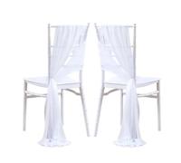 SPPEOUKJ 10/50Pcs 17x250cm Chiffon Chair Sashes 2PCS/Set Sage Pink Ivory Sash Wedding Chair Covers Ribbon Wedding Party Aisle Chair Decor(White,50pcs)