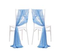 SPPEOUKJ 10/50Pcs 17x250cm Chiffon Chair Sashes 2PCS/Set Sage Pink Ivory Sash Wedding Chair Covers Ribbon Wedding Party Aisle Chair Decor(Blue,50pcs)