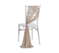 SPPEOUKJ 10/50PCS Chiffon Chair Sashes Cover Aisle Decorations Draping Fabric Wrinkle-Free with Tie for Party Wedding Decorate Banquet(Light Brown,10 pcs)