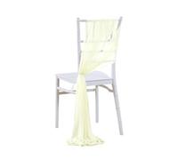 SPPEOUKJ 10/50PCS Chiffon Chair Sashes Cover Aisle Decorations Draping Fabric Wrinkle-Free with Tie for Party Wedding Decorate Banquet(Beige,50pcs)