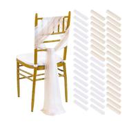 SPPEOUKJ 10/50PCS Chiffon Chair Sashes Wedding Chair Decoration for Wedding Aisle Decorations Party Banquet Event Baby Shower 17x250cm(Beige and White,10 pcs)
