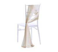 SPPEOUKJ 10/50PCS Like Chiffon Chair Sashes Wedding Chair Decoration 17x250cm Wedding Aisle Decorations Party Banquet Event Baby Shower(Beige and White,50pcs)