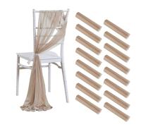 SPPEOUKJ 16Pcs 17x250cm Chiffon Chair Sashes 8 Set Sash Wedding Chair Covers Sage Green Pink Ribbon Wedding Party Aisle Chair Decor(16PC Dark Champagne)