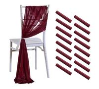 SPPEOUKJ 16Pcs 17x250cm Chiffon Chair Sashes 8 Set Sash Wedding Chair Covers Sage Green Pink Ribbon Wedding Party Aisle Chair Decor(16PC Burgundy)