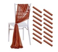 SPPEOUKJ 16Pcs 17x250cm Chiffon Chair Sashes 8 Set Sash Wedding Chair Covers Sage Green Pink Ribbon Wedding Party Aisle Chair Decor(16PC Rust)