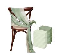 SPPEOUKJ 24 Pcs 17x275cm Sage Green Chiffon Chair Sashes 12 Set Chair Sash Wedding Chair Covers Ribbon Wedding Party Aisle Chair Decor(Green Set)