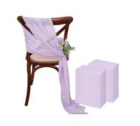 SPPEOUKJ 24 Pcs 17x275cm Sage Green Chiffon Chair Sashes 12 Set Chair Sash Wedding Chair Covers Ribbon Wedding Party Aisle Chair Decor(Purple)