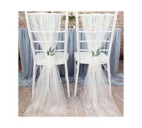 SPPEOUKJ 2pcs Pearl Tulle White Chair Sashes 75x200cm Long Aisle Wedding Chair Back Side Decorations Sheer Church Tulle Chair(White)
