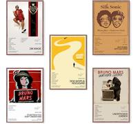 SPPEOUKJ Bruno Mars Lot de 5 affiches en édition limitée sans cadre 20 x 30 cm sur toile pour décoration de chambre à coucher, bureau, chambre, cadeau