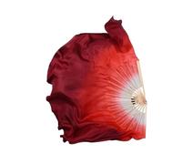 SPPEOUKJ Éventail de Danse Folklorique en Bambou, Double Couleur, en Soie véritable, Fait à la Main, éventail d'art Populaire, dégradé Blanc et Rouge, Taille Assortie(36cm 35cm)