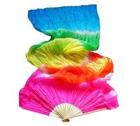 SPPEOUKJ Éventails de Danse du Ventre colorés Faits à la Main for Femmes, Outil de Simulation de Soie et de Bambou, Longs voiles for Femmes, Amoureux de la Danse(Multi)