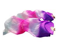 SPPEOUKJ Éventails de Danse en Soie véritable/Imitation Soie, 1 Paire, Main Gauche et Droite, Teints à la Main, éventail de Danse du Ventre, 120/150/180cm(Color10,120x90cm Real Silk)