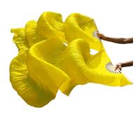 SPPEOUKJ Éventails de Danse en Soie véritable/Imitation Soie, 1 Paire, Main Gauche et Droite, Teints à la Main, éventail de Danse du Ventre, 120/150/180cm(Color1,120x90cm Real Silk)