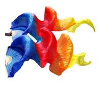 SPPEOUKJ Éventails de Danse en Soie véritable/Imitation Soie, 1 Paire, Main Gauche et Droite, Teints à la Main, éventail de Danse du Ventre, 120/150/180cm(Color17,180x90cm Real Silk)