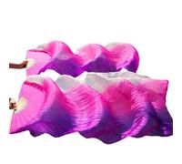 SPPEOUKJ Éventails de Danse en Soie véritable/Imitation Soie, 1 Paire, Main Gauche et Droite, Teints à la Main, éventail de Danse du Ventre, 120/150/180cm(Color24,230x90cm Real Silk)