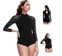 SPPEOUKJ Justaucorps de Danse Classique à Manches Longues et col Montant for Femme, Haut de Gymnastique for Adultes avec Dos en Goutte d'eau et Doublure Douce(Black Walnut,M)