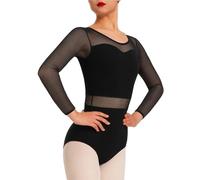 SPPEOUKJ Justaucorps de Danse for Femme, Dos Nu, Manches Longues, décolleté en, Doublure Poitrine(S)