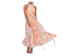SPPEOUKJ Robe sans Manches Robe de Vacances sans Manches imprimée Dos Nu for Femme, Style Plage, été, Taille Haute, Jupe trapèze pour éLéGante(S)