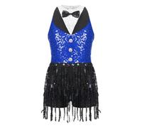 SPPEOUKJ Sequins Fringe Latin Dance Leotard Dress Tassels Jazz Tango Salsa Samba Rumba Performance Costume Dancewear(Color6,14)