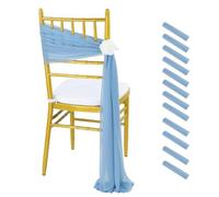 SPPEOUKJ Set of 10 Like Chiffon Chair Sashes Wedding Chair Decoration for Aisle Decorations Party Banquet Event Baby Shower，17x250cm Long(Light Sky)