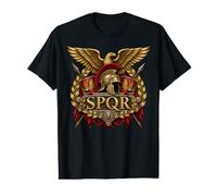 SPQR Casque Militaire Aigle Romain Couronne Laureate Empire T-Shirt Graphique avec Valeur