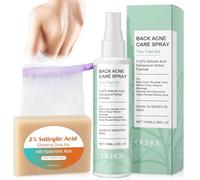 Spray anti-acné pour le dos 100 ml + savon + filet moussant, spray complexe anti-acné, spray pour le traitement de l'acné du dos, peeling du dos, nettoyage en profondeur, traitement de l'acné du dos,
