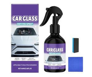 Spray anti-buée pour voiture - 100 ml, éponge de polissage pour verre, chiffon en microfibre | Protection produit de rinçage, antibuée, vitre voiture, vitres latérales, moto, camion, intérieur,