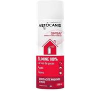 VETOCANIS Spray Anti-Puces et Anti-Acariens pour la maison. Traite 140 m2. Elimine les Puces Adultes et les Œufs dans l'Environnement de votre Chien et Chat. Lot de 2