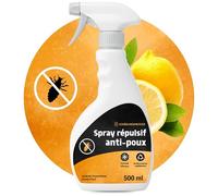 Spray anti-poux - 500 ml - Spray anti-poux pour textiles et meubles - Protection à l'extrait d'eucalyptus et de chrysanthème - Prévient l'infestation de poux
