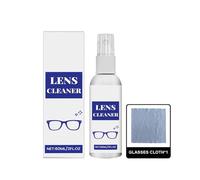 Spray Anti - Rayures Pour Lentilles,Set de Lavage Spécial Pour Lunettes,Nettoyage Rapide des Taches,60 ML Avec Chiffon de Nettoyage