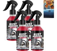 Spray antirouille robuste pour le métal, les voitures et les outils - Nettoyant en poudre de fer dissolvant de taches de rouille polyvalent à action rapide, pour véhicules chaînes grils (4 pièces)