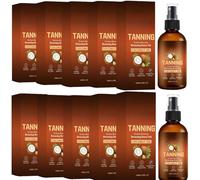 Spray autobronzant sans soleil, huile bronzante à la noix de coco pour un teint hâlé naturel et impeccable, huile corporelle hydratante autobronzante, convient pour le visage et le corps, 100 ml/3,38