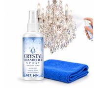 Spray brillant pour surfaces en cristal, lustrant pour verre, miroir et céramique avec chiffon microfibre, soin éclatant pour déco intérieure, pièces d'exposition et objets déco (2pcs)
