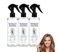 Spray capillaire à l'eau de romarin et de riz, brume nourrissante, 3pcs | Brume revitalisante sans rinçage, Hydrate, lisse les frisottis, apporte volume et brillance naturelle