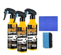 Spray Coating Agent, 300ML Nano Hydrophobic Ceramic Coating, Car Coating Spray for Shine & Protection with Microfiber Cloth (Yellow 3 sets)
