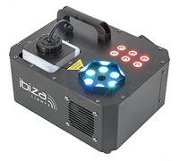 Ibiza Machine à fumée SPRAY-COLOR-1000 1000W LEDs RVB 2 télécommandes Noir