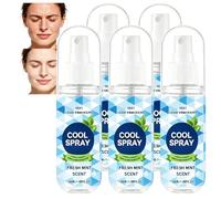 Spray de brume rafraîchissante non grasse à séchage rapide parfumé à la menthe de 50 ml, brumes de soulagement instantané de la chaleur, spray glacé pour le sport (5 pièces)