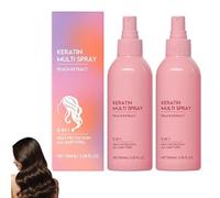 Spray de cheveux de la kératine, congé de 5 en 1 dans Spray de conditionneur, soins de lissage de la kératine pour tous les types de cheveux, revitalisant pour les poils endommagés à sec (2Pcs)