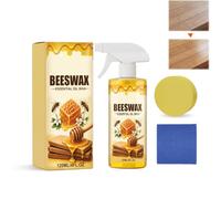 Spray de Cire d’abeille pour Meubles en Bois,Soin Iustrant Incolore, Spray lustrant à la Cire D'abeille,Nettoyant Bois avec éponge et Chiffon, pour Tables, Armoires, Sols et Parquets