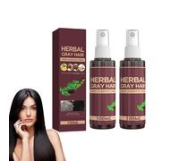 Spray de couverture des cheveux gris aux herbes et retouche des racines - Couleur des cheveux temporaire pour femmes et hommes avec revitalisant assombrissant (2 bouteilles)