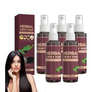 Spray de couverture des cheveux gris aux herbes et retouche des racines - Couleur des cheveux temporaire pour femmes et hommes avec revitalisant assombrissant (5 bouteilles)